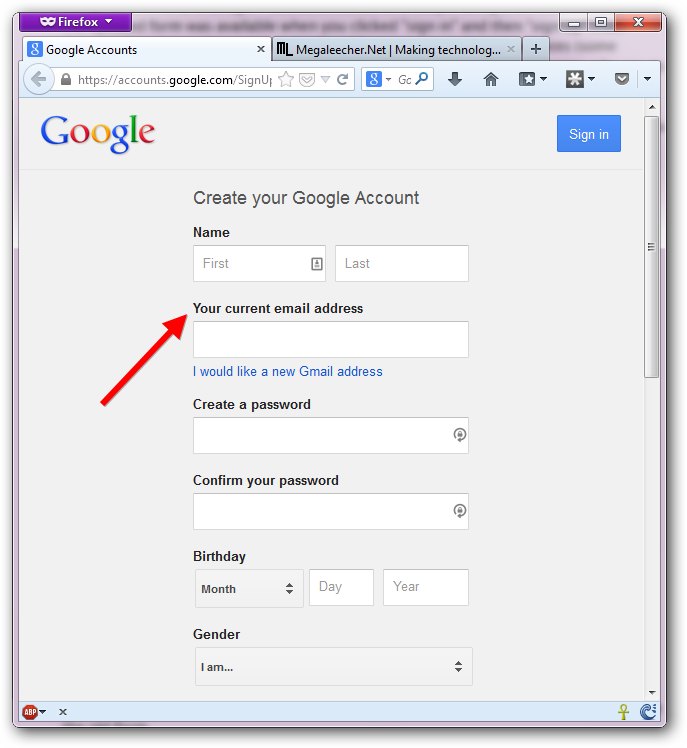 Google Account With Own Email Address | Megaleecher.Net