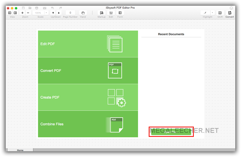 iSkysoft PDF Editor Pro for Mac Main Screen