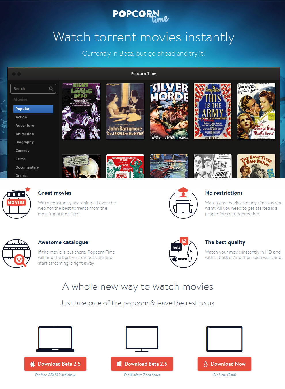 Popcorn Time Streams Latest HQ Movies From BitTorrent Just Like Netflix ...