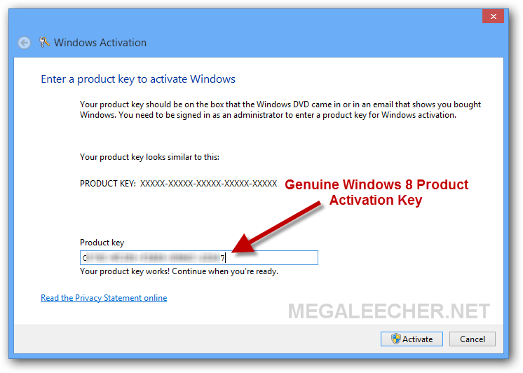 Windows 8 Genuine Activation Key
