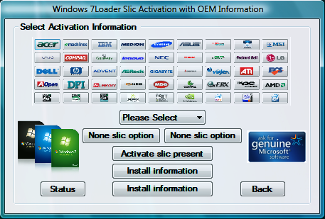 Windows 7 Loader Slic Activation With Oem Crack Patch