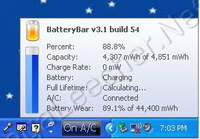 battery status in laptop