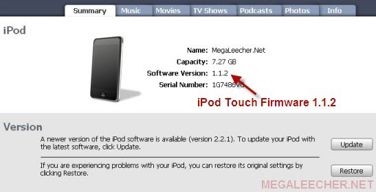 Apple iPod Touch With Firmware 1.1.2