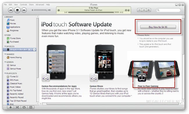 iPod Touch OS Update 3.1 Purchase Prompt