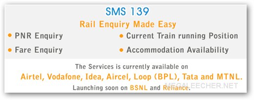 139 - Railway Information SMS Codes