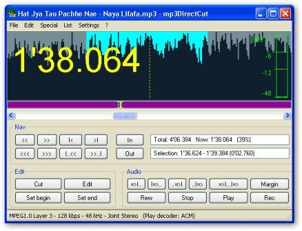 mp3DirectCut Audio Editing Window