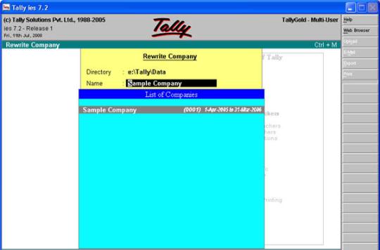 how to rewrite tally 7.2 data in tally erp 9